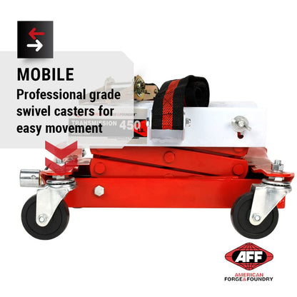AFF Manual Transmission Jack - Use 1/2" Drive Ratchet to Operate - for Transmissions & Gas Tanks on Smaller Vehicles - 450 lbs Capacity