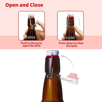 Zelomithe 12oz Amber glass bottle with Airtight Stopper Lids (10 Pack) -Swing Top Glass Bottles-Flip Top Brewing Bottle for Fermentation, Kombucha, Mead, Vinegar, Beer, Kefir, Wine,Soda,whisky