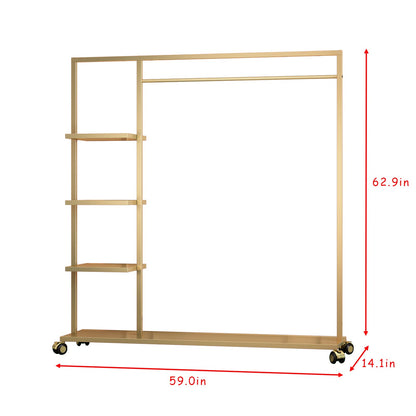 Smlttel Gold Clothing Racks with Shelf, Boutiques Retail Display Gold Clothes Rack, Multiple Uses Heavy Duty Garment Rack for Hanging Rods for Home and Retail