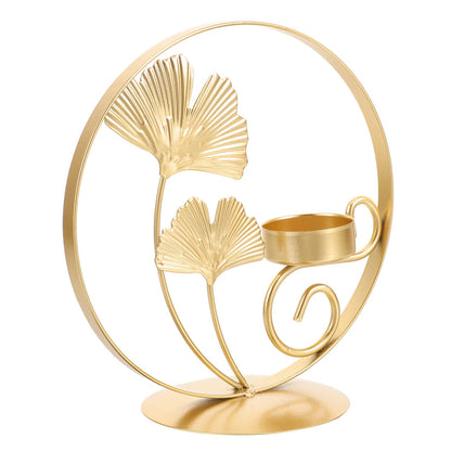 ROMISBABA Rust-Resistant Iron Candlestick Holder with Unique Plant-Shaped Design and Golden Finish, Multi-Functional Tealight Candle Stand for Entranceways and Living Rooms, Artistic Table