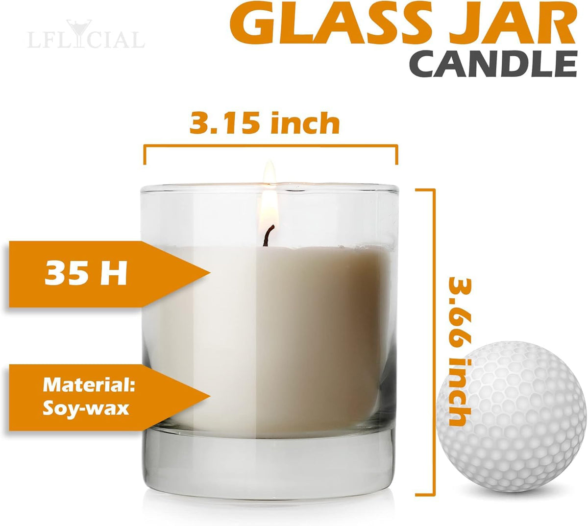 Jar Candle, 8oz Soy Wax Candle(1 Pack),35 Hours Long Burning Pillar Candle, White Pillar Candle in 10oz Old-Fashioned Whiskey Glass