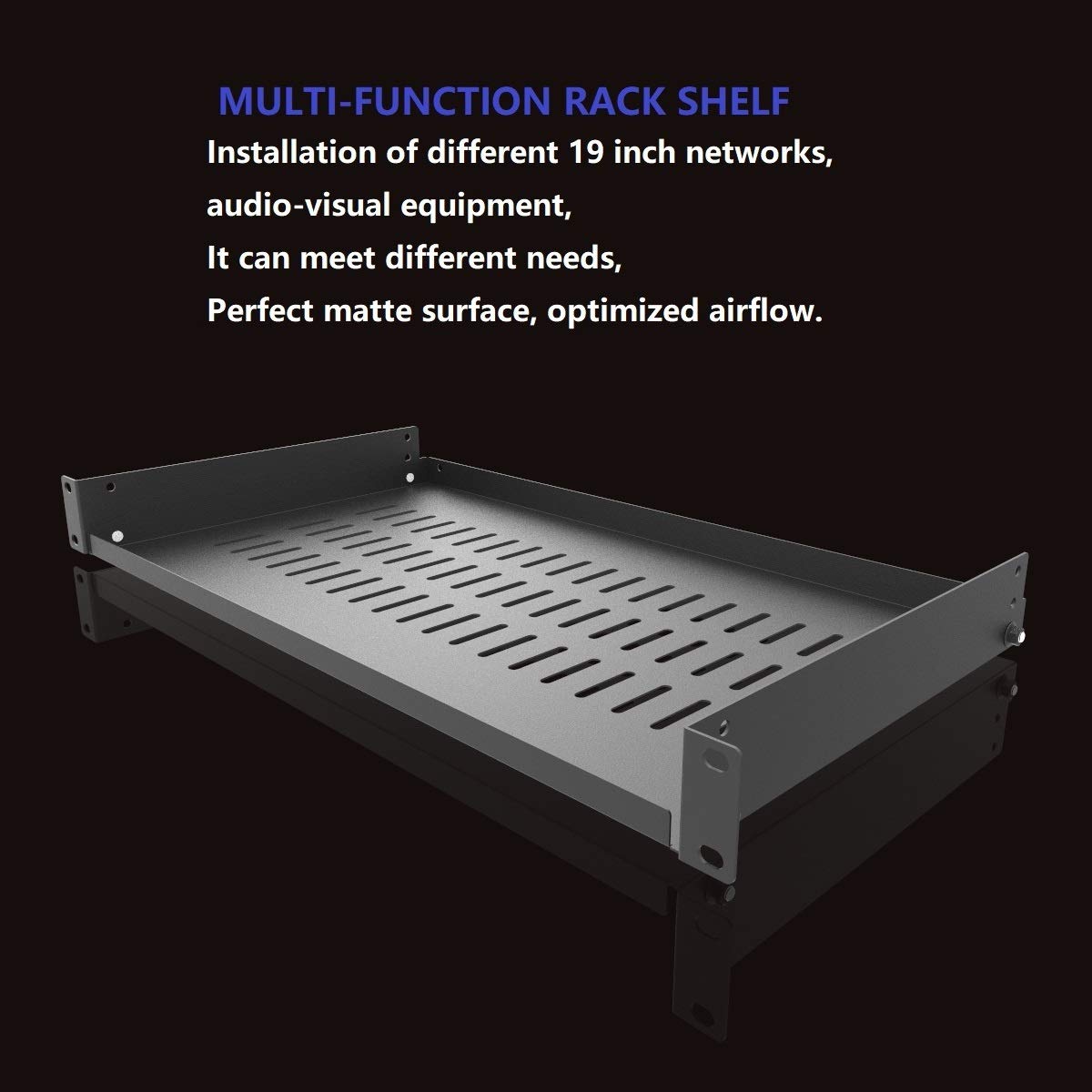 Jingchengmei 1U Disassembled Vented Cantilever Server Rack Mount Shelf 10"(254mm) Depth for 19-Inch Network/AV Equipment Rack and Cabinet(1U10V)