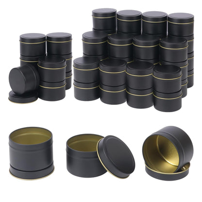 IHDYPPEW 48 Pack 4 oz Black Tins with Lids, Candle Containers, Empty Candle Jars Bulk, Candle Jars for Making Candles, Candle Supplies for Party Favors, Spices, Jewelry, Cosmetics