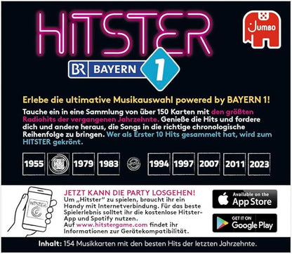 Hitster Bayern 1 Radio German Expansion 150 Music Cards Party &amp Card Game for Adults and Families 2 to 10 Players from 16 Years German (DE)