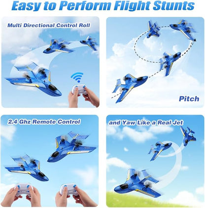 RC Water PlaneRC Airplane for Water Land and Air Remote Control Airplane Flying Fighter Toys2.4GHz 6-axis Gyro Stabilizer RTF Glider Aircraft Jet for Kids Adults Beginners Boys (Blue)