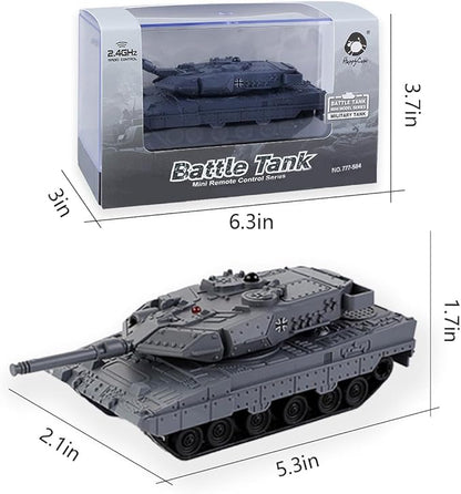 2.4GHz Mini RC Tank Toy with LED and Rotating Turret. The Ultimate Military Toy for Boys and Girls (Gray)
