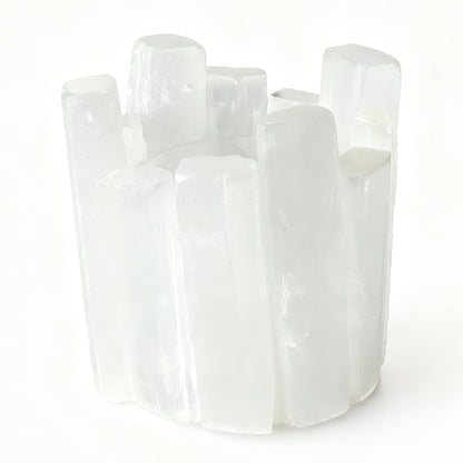 Selenite Tea Light Holder, Natural Selenite Crystal Candle Holders with Different Shapes, for Home Decor, Meditation, Yoga, Reiki, Gifts (Round Irregular Cup)