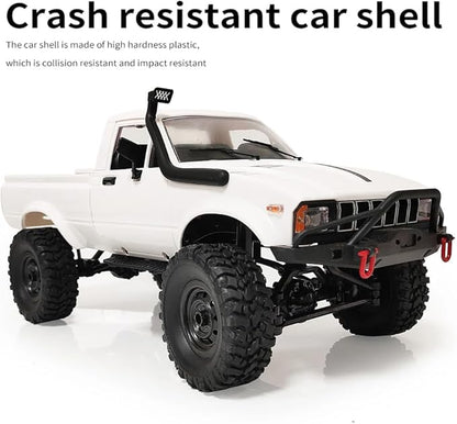 GoolRC RC Truck WPL C24-1 RC Crawler 1/16 Scale Remote Control Car 4WD All Terrain Off Road Pickup Truck 2.4GHz RC Climbing Car with LED Light 2 Batteries for Adults (White)