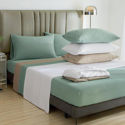 David's Home 6PCS Cooling Sheets Set Queen Size, 100% Rayon Derived from Bamboo, 16" Deep Pocket 2.5cm Wider Elastic, Luxury Silky Breathable for Hot Sleeper,Breathable Smooth Soft, Light Taupe