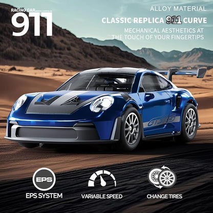 1/43 Scale RC Drift Car 2.4G Full Proportional 4WD Remote Control Car with Gyro Adjustable Speed &amp LED Lights Alloy RC Vehicle for Adult