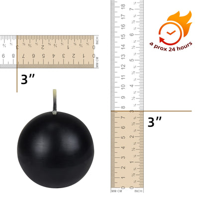 Zest Candle 6-Piece Ball Candles, 3-Inch, Black