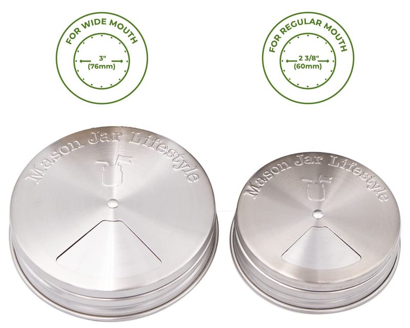 Mason Jar Lifestyle Adjustable Spice Shaker Lids for Regular Mouth Mason Jars – 4 Pack Stainless Steel Tops with Shaker and Pour Options – Seasoning Dispenser Lids