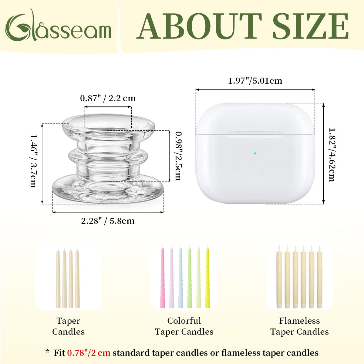 Glasseam Taper Candle Holders Bulk: 10pcs Glass Candle Sticks Holder Decor Clear Short Small Candlestick Holders Modern for Table Centerpiece Wedding Christmas Dinner Party