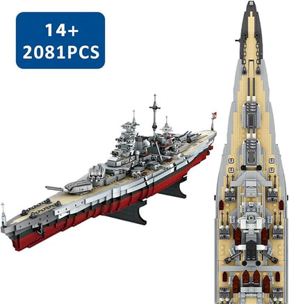 Gonli Bismarck Battleship Building Blocks Set - Germany WW2 Military Building Toys for Adults - Classic Cruiser Model Bricks - Gifts for Adults