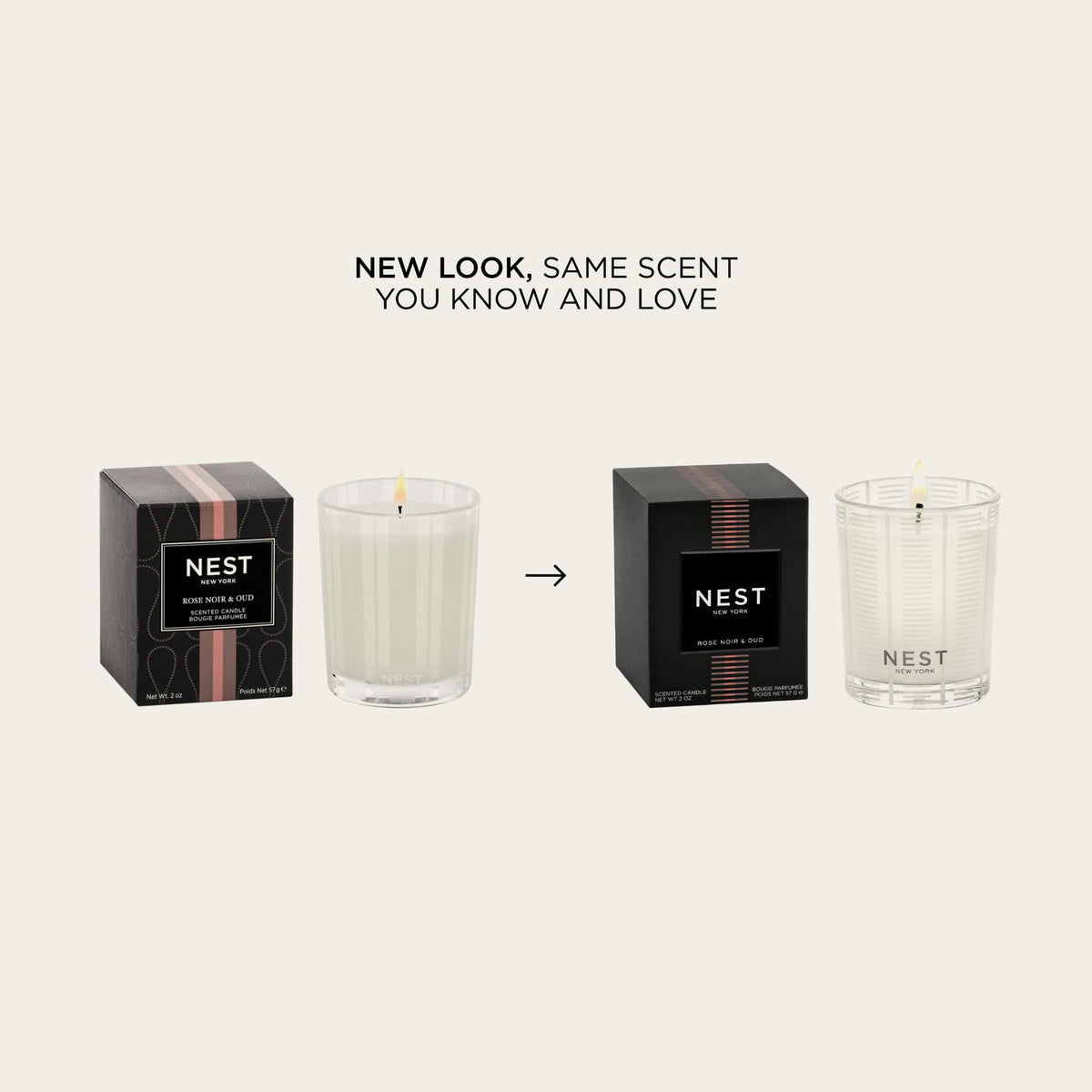 NEST New York Scented Votive Candle, Rose Noir & Oud - 2 oz - Up to 28-Hour Burn Time - Reusable Glass Vessel
