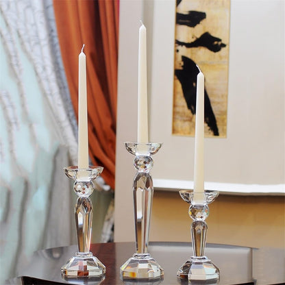 Candlestick Holders Creative Crystal Candlestick Elegant Candle Holder Centerpiece for Wedding, Church, Halloween, Dining, Home Decor Candle Holders(Small)