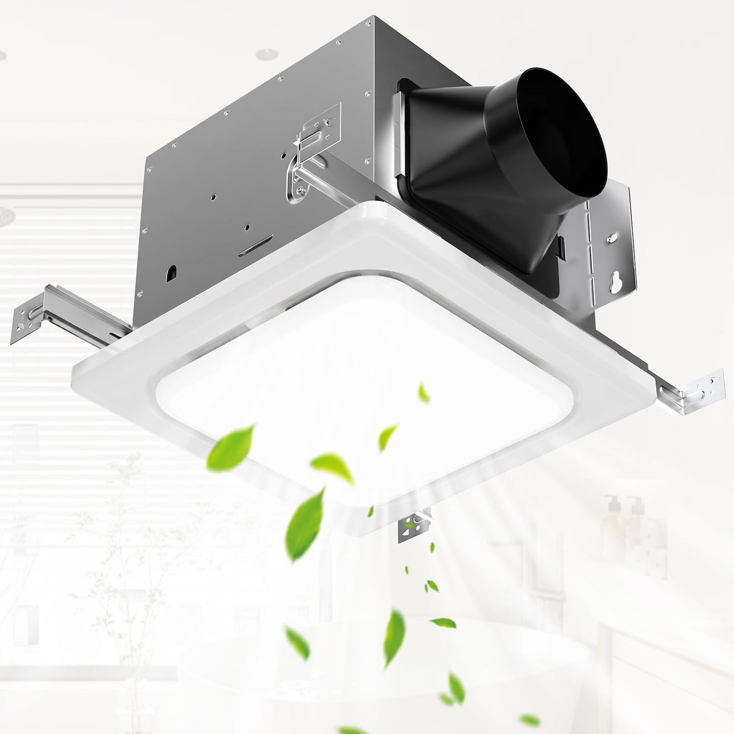 Gaciban Bathroom Exhaust Fan with Light, 150 CFM Bath Ventilation Fans with 1200lm LED Light 3000K/4000K/6000K, Quiet 1.0 Sone Shower Ceiling Mount Vent Fan Lights Combo for Home/Office/Warehouse