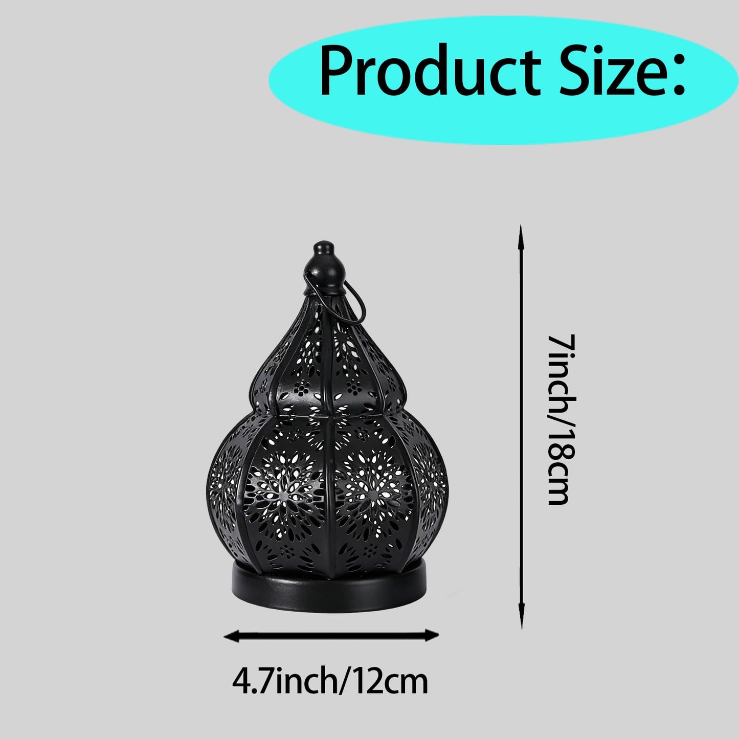 1pcs Iron Gourd Hollow Candle Holder Projection Ambient Decor for Home Garden Courtyard Decorative Ornament (Gold)