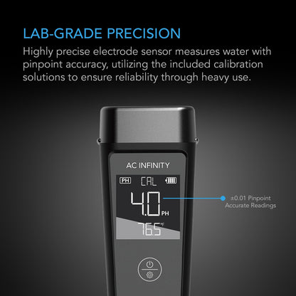 AC Infinity Hydroponic Meter PRO Kit, High Precision Digital pH Pen with ±0.01 pH Accuracy and Interchangeable Probe, All-in-One Temp Salinity EC TDS pH Meter, Water Hydroponic Gardens Aquariums Pools