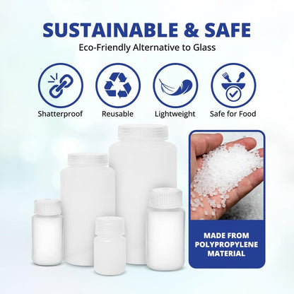 United Scientific® Unistore™ - Sample Containers with Lids - Laboratory Grade Polypropylene Wide Mouth Reagent Bottle - 32 Oz Bottles with Caps (1000ml), Plastic Bottles with Lids, Pack of 1