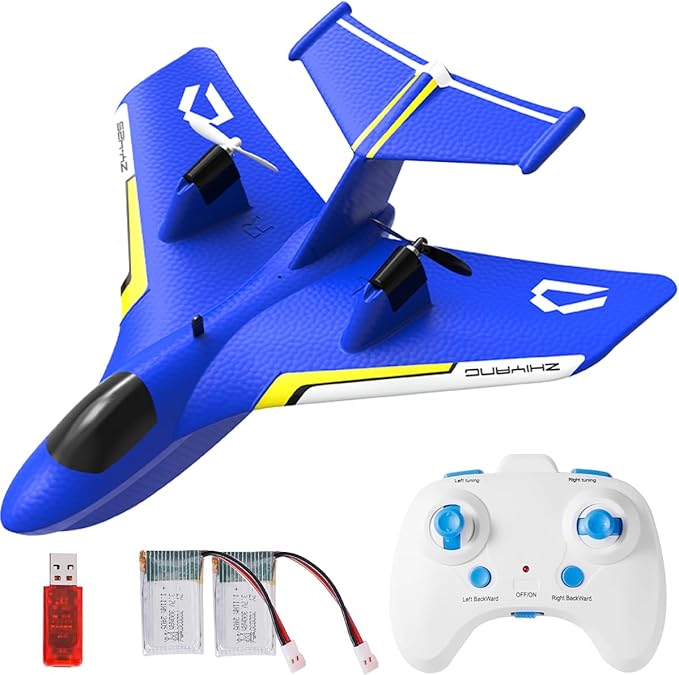 Remote Control Airplanes for Kids 2.4Ghz RC Water Plane Gifts for Boys Age 8-13 Year Old Easy to Fly Mini Glider with Gyro/Lights/2 Batteries Cool Toys for Birthday Christmas (Blue)