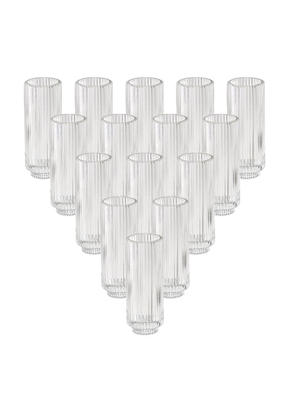 Serene Spaces Living Slim Clear Ribbed Glass Votive Holder, Decorative Centerpiece for Wedding, Christmas, Thanksgiving, Living Room, Home Décor, 2.25" Diameter & 6.25" Tall, Pack of 24