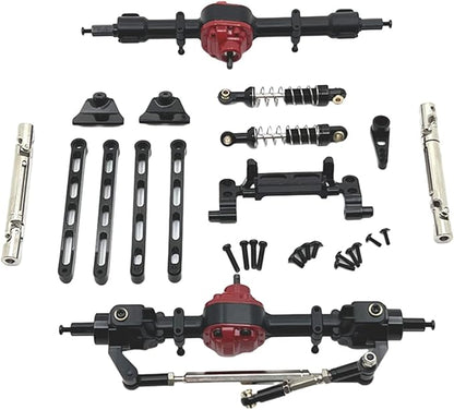RC Car Upgrade Parts Front and Rear Assembly Kits Metal for MN82 LC79 MN78 1/12 Scale RC Hobby Car Black 15x20x5cm