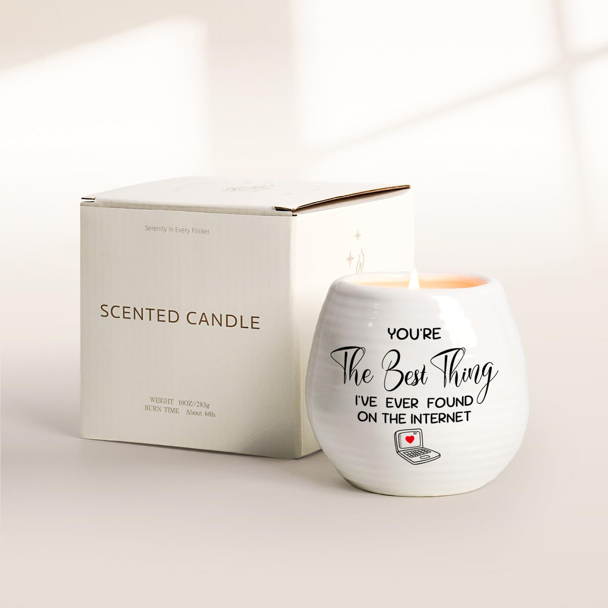Gifts for Her Girlfriend Wife, Girlfriend Birthday Gifts, 10 Oz Handmade Ceramic Lavender Scented Candle, Valentines Anniversary Christmas Gift for Her Gilrfriend, Romantic Candles