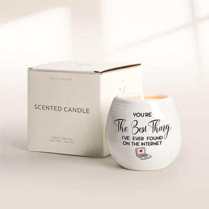 Gifts for Her Girlfriend Wife, Girlfriend Birthday Gifts, 10 Oz Handmade Ceramic Lavender Scented Candle, Valentines Anniversary Christmas Gift for Her Gilrfriend, Romantic Candles