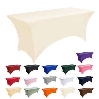 ZarzaaSik 10-Pack 4ft Spandex Table Covers for Rectangular Folding Tables - Wrinkle Resistant Stretch Tight Table Cloths - Fitted Table Protector for Parties, Trade Shows, Banquet, and Wedding