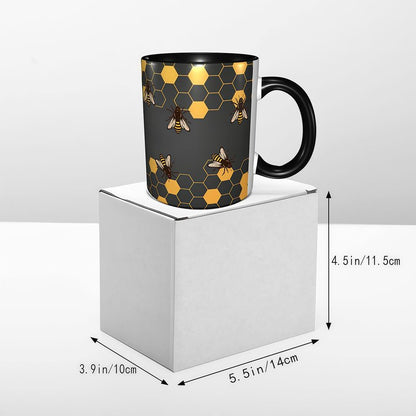 Honeycomb Bee Coffee Mug 11oz - Funny Ceramic Tea Cup for Men Women Office and Home Novelty Mugs Ideal Present Birthday Microwave Safe