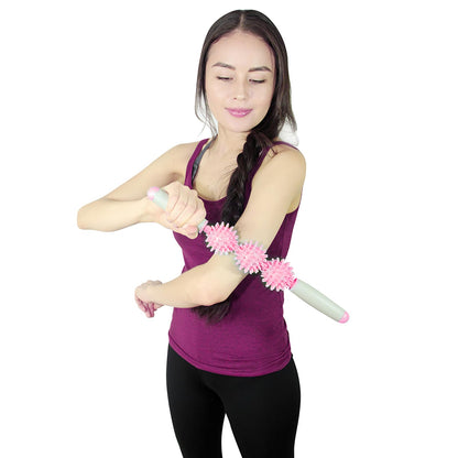 Coolife Fascia Muscle Roller - Cellulite Massager - Fascia Roller for Cellulite and Sore Muscles - Neck, Leg, Back, Body Deep Tissue Massage Stick Tools - 3 Balls Size Version