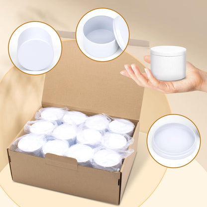 YJHSS 24-Pack 4oz Candle Tins with Lids, Metal Candle Jars for Candle Making, Empty Containers Vessels Bulk for Small Business & Beginners DIY Storage -White