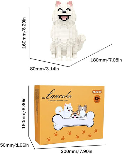 Larcele Micro Building Blocks Set DIY Mini Building Toy Bricks for Age Over 12 Years 991 Pieces KLJM-02 (Samoyed Dog)