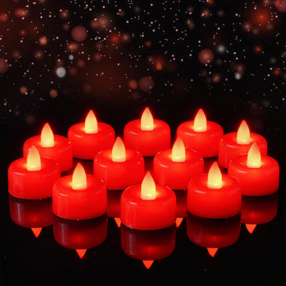 Amagic 12 Pack Red Flameless LED Tea Lights Candles Battery Operated, Electric Fake Tealight Candles for Votive, Wedding, Table Centerpiece, Party, Aniversary, Proposal, Halloween, Christmas