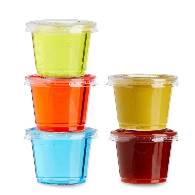 Juvale Disposable Cups with Lids - 1 oz Plastic, Clear, 500 Pack - Condiment Cups & Sauce Containers & Sample Containers