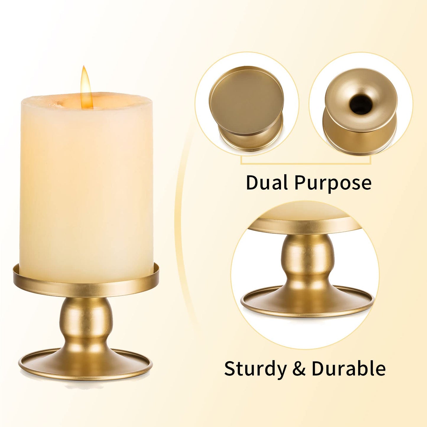 Candle Holders for Pillar Candles, Romadedi Gold Pillar & Taper Candle Holder, Small Metal Candle Stick Candle Holder for Wedding, Dining Room Table Centerpiece, Holiday Decor, 12 Pcs