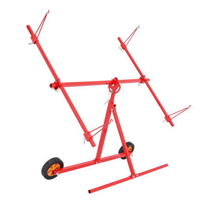 ALMULOO Paint Stand Rotating Auto Panel Repair Stand Universal Folding Vehicle Parts Holder w/Adjustable Hooks Mobile Casters Steel Red Powder Coated
