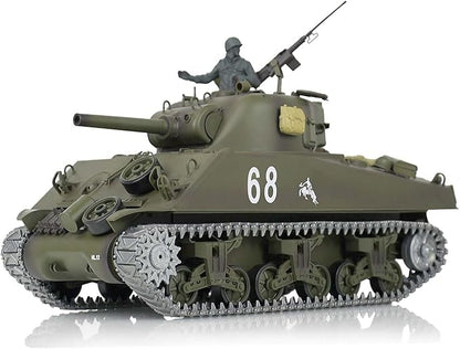 Heng Long US in Stock RC Tank 3898 RTR 2.4G 1/16 7.0 Upgraded M4A3 Sherman Metal Tracks Smoking Generator 340° Rotating Turret Infrared Combat BB Pellets BB Shooting Airsoft Tank