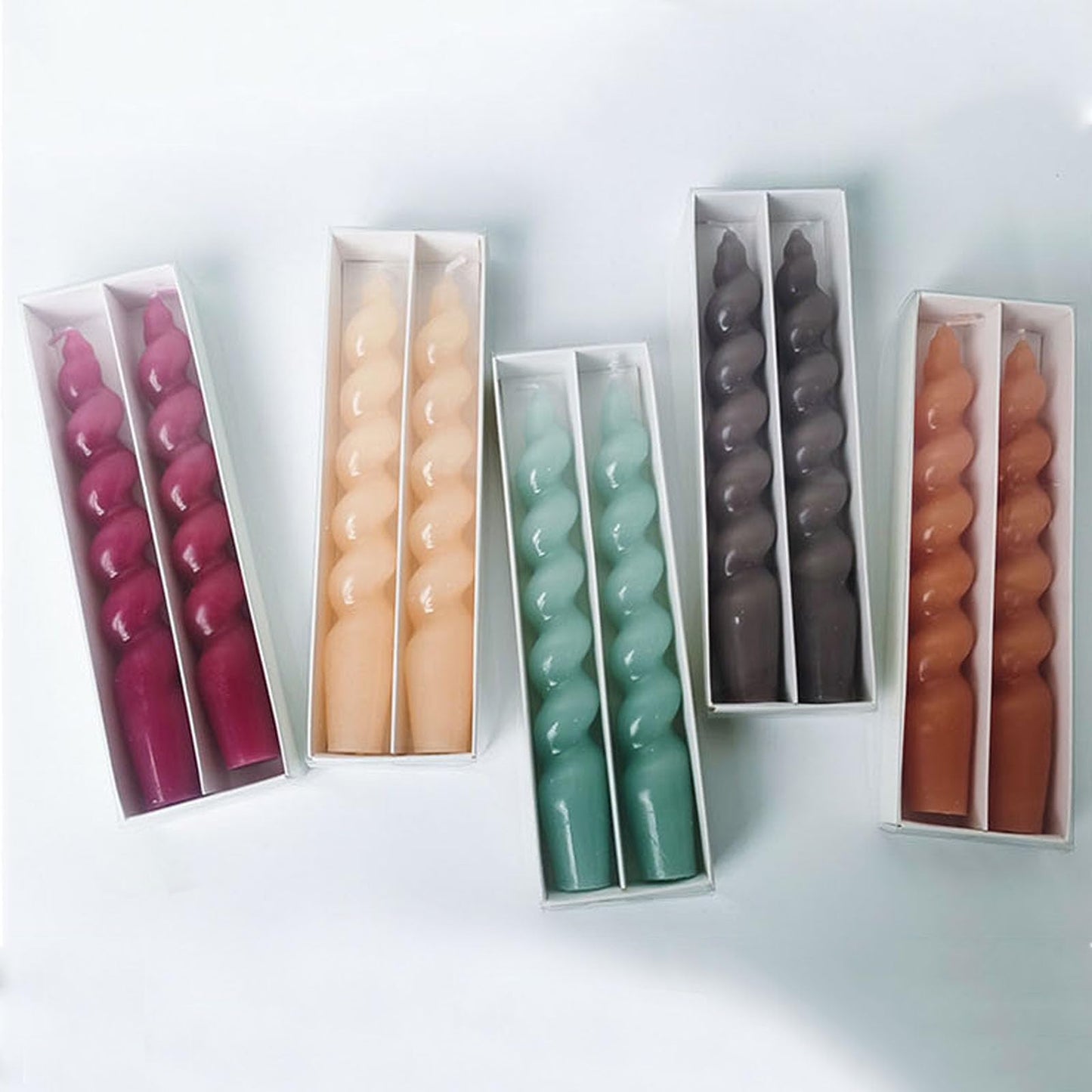 Green Candlesticks Small Tapered Candles - Pack of 2 Short Twisted Candles Cute Candle Sticks Light Green Spiral Taper Candle for Home Decor Wedding Party,Green
