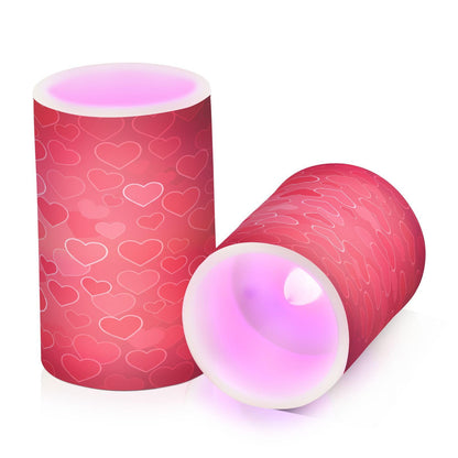 ALAZA Hearts Red Flickering Flameless Candles Battery Operated with Remote Timer,Tea Light Candles LED Pillar Votive Candles Set of 2 for Outdoor Indoor Decorations