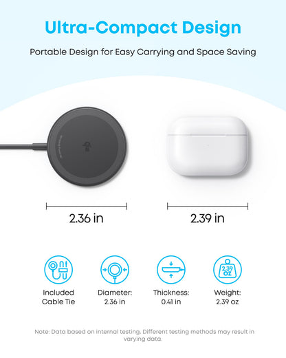 Anker Zolo Magnetic Wireless Charger, 2-Pack Qi2 Certified 15W MagSafe-Compatible Wireless Charging Pad, for iPhone 17/16/15/14/13 Series, AirPods, and More (Not for Pixel, Adapter Not Included)