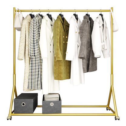 DR.IRON Modern Gold Clothing Racks Rolling Clothes Rack for Hanging Clothes Heavy Duty Metal Garment Rack Perfect for Home or Cloth Store(Gold)