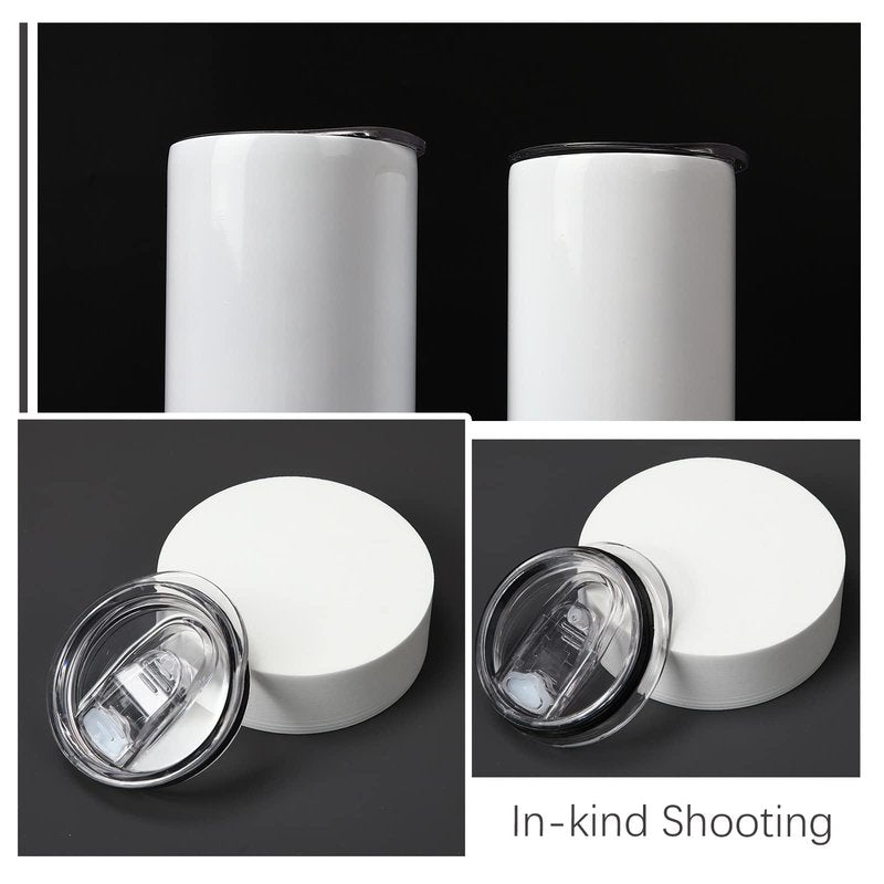 6 Pack 20 oz Skinny Tumbler Replacement Lids Plastic Splash Covers tops for 20 oz coffee cup lids Clear Cup Covers for 2.64 Inch Mouth Tumbler Cooler