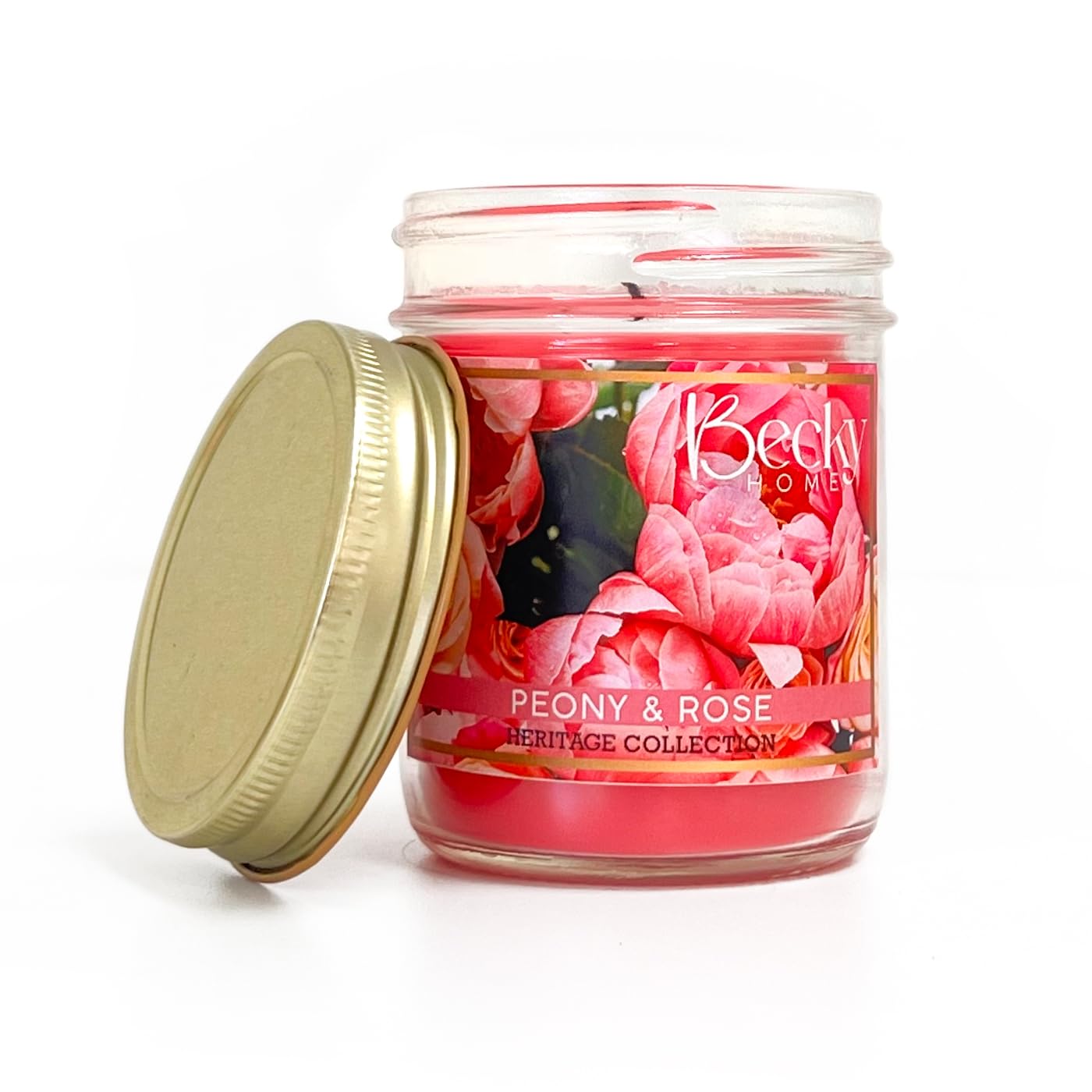 Becky Home 8oz Peony and Rose Scented Candles for Home, 45 Hrs Soy Wax Candle, Aromatherapy Scented Candle for Relaxation, Candle Gifts for Women