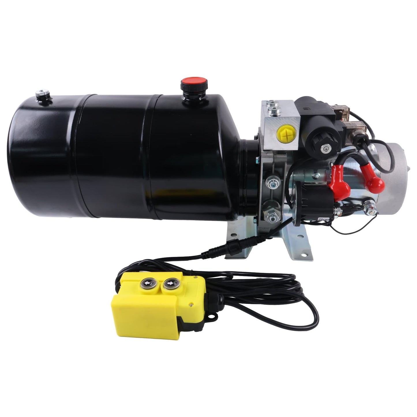 Solarhome 12V DC Double Acting Hydraulic Power Unit 10 Quart Steel Tank 1.6KW 2600PSI SAE 8 Ports with Remote Control Compatible with Dump Trailer and Car Lifting