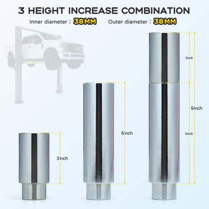 Atesilor 4pcs Upgraded 38mm Lift Adapter with Limit Slot, 6 Inch Extension Stack Truck Adapter for 2 Post Car Lift Bridge Jack