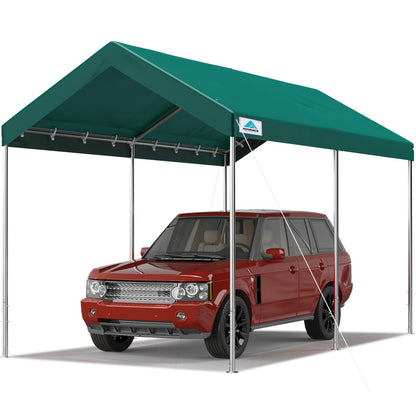 ADVANCE OUTDOOR 10x15 ft Heavy Duty Carport Potable Car Canopy Garage Party Tent Boat Shelter, Adjustable Height from 9.5 ft to 11 ft, Green