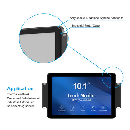 GreenTouch 10.1 inch 10 Points Front Waterproof Industrial Open Frame PCAP Touch Screen LCD Display Monitor 1280x800 Black
