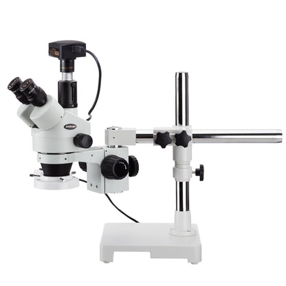 AmScope 3.5X-180X Trinocular Stereo Zoom Microscope with Fluorescent Ring Light and 10MP USB3 Camera